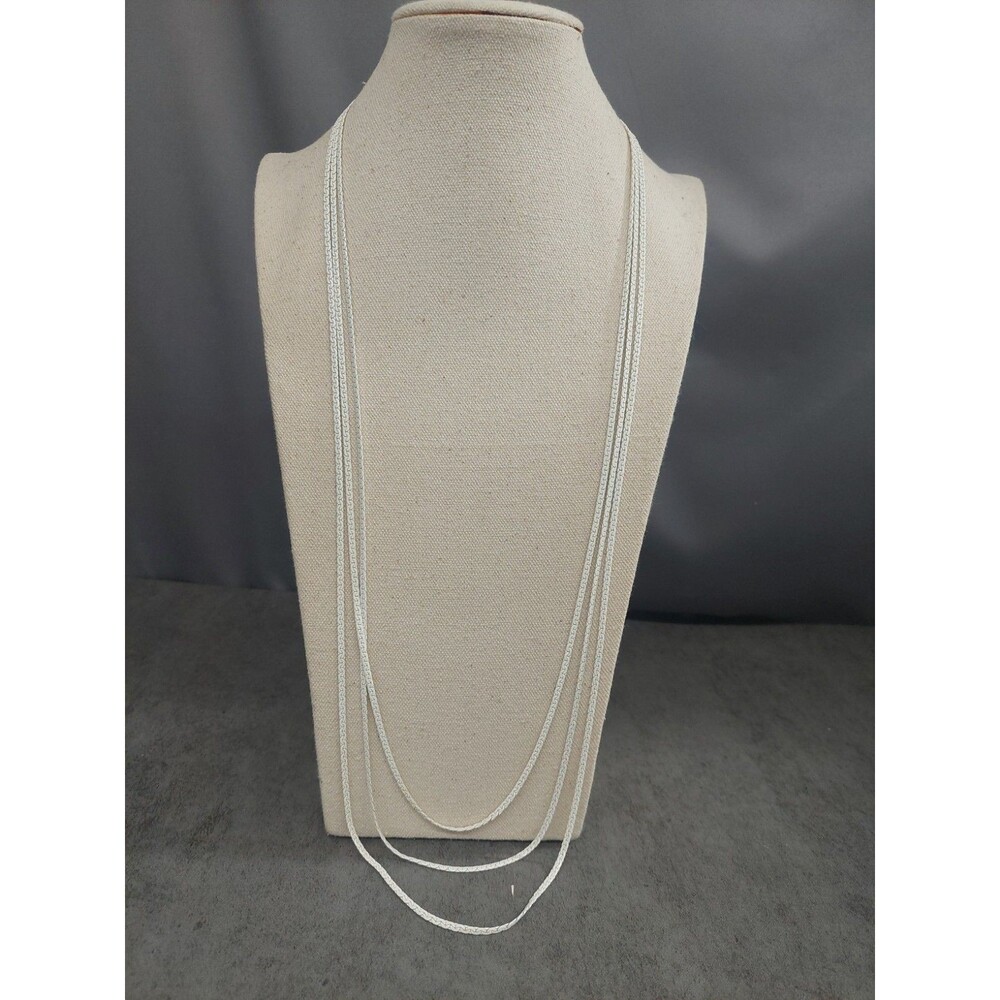 Monet Vintage Enamal White Triple Chain Necklace